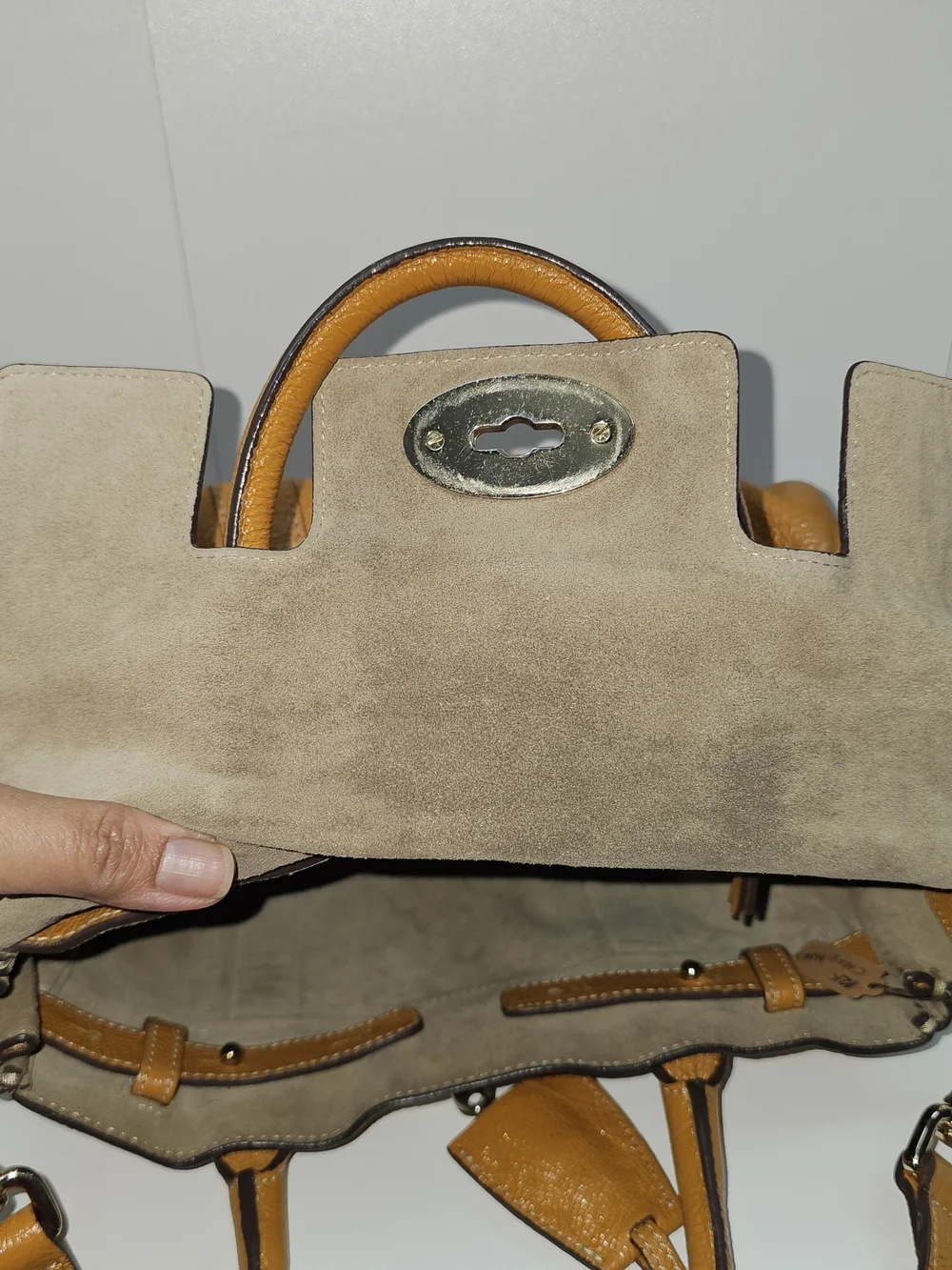 Mulberry Tan Leather Satchel with Turn-Lock